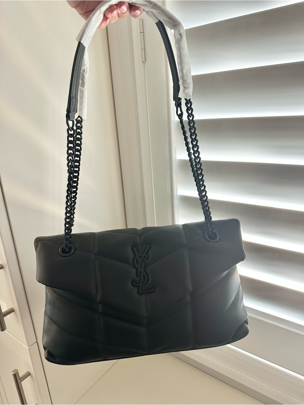 YSL Leather Shoulder Bag with Chain Straps